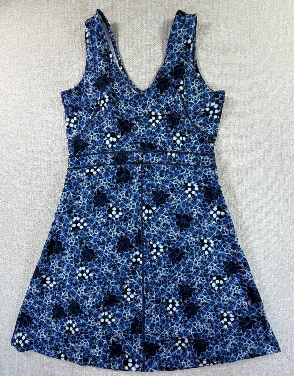 Title Nine Women's Small Blue Dream Maya Abstract Print V Neck Dress Athleisure